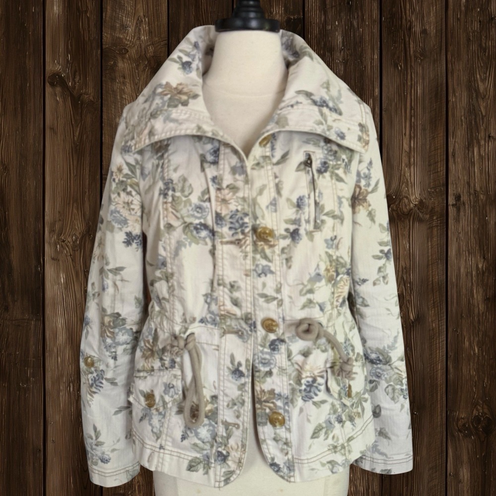 Anthropologie Daughters of the Liberation Floral Utility Jacket Size 8 Canvas